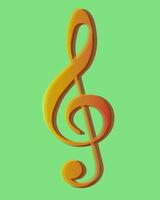 A treble clef on a green background. vector