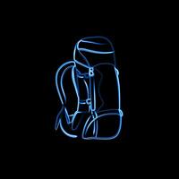 Backpack for sports tourism with neon effect. vector