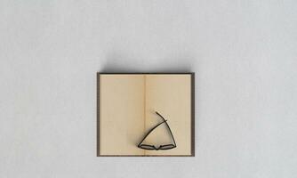 An empty book on white paper texture with eyeglass photo