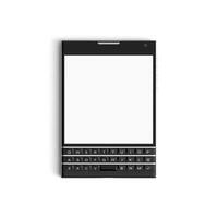 Black phone with large keyboard button isolated on white background photo