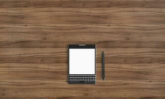 Mobile mockup on wood texture nice wooden wallpaper photo