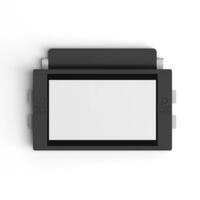 toque vacío monitor con blanco pantalla aislado en blanco antecedentes para anuncios axonométrica foto