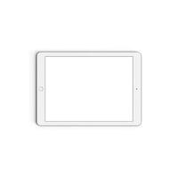 Tablet empty display with blank screen isolated on background for ads silver front horizontal photo