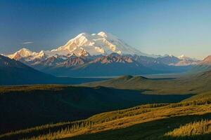 ai generado calentar ligero en denali desierto foto