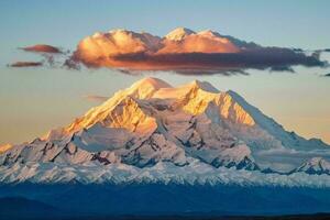 AI generated Golden Hour at High Altitude Summit photo