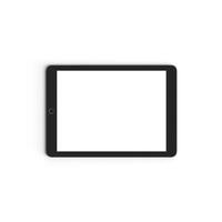 Tablet empty display with blank screen isolated on white background for ads rotated photo