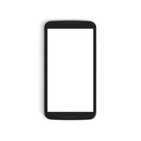 Mobile empty back side display with blank screen isolated on background for ads black photo