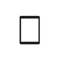 Black Tablet empty display with blank screen isolated on background for ads rotated photo