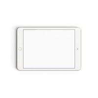 Tablet empty display with blank screen isolated on white background for ads Gold - Front - Horizontal copy photo