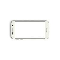 Mobile phone empty display with blank screen isolated on white background  Front - Horizontal - White copy photo