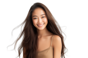 AI generated Natural Woman with Flowing Hair on Transparent png