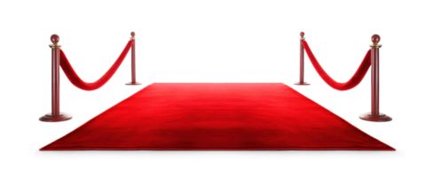 AI generated red carpet, png file of isolated cutout object with shadow on transparent background.