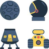 Outer Space Birthday Illustration. With Satelite, Planet, and Ufo. Isolated Vector Set.