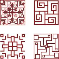 Traditional Chinese Pattern Icons. Vector Element Set