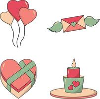 Hand Drawn Valentine's Day Sticker. Isolated On White On Background. vector