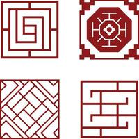 Traditional Chinese Pattern Icons. Vector Element Set