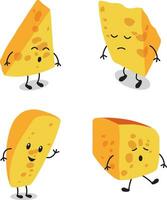 Collection of Cheese Lovers Day Character. In Flat Cartoon Style. Isolated Vector