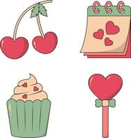 Hand Drawn Valentine's Day Sticker. Isolated On White On Background. vector