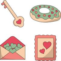 Hand Drawn Valentine's Day Sticker. Isolated On White On Background. vector