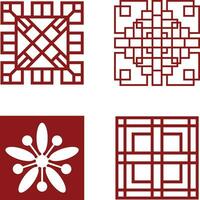 Traditional Chinese Pattern Icons. Vector Element Set