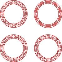 conjunto de rojo chino circulo marco. vector icono