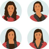 Business Woman Avatar Set. Isolated On White Background vector