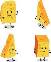 Collection of Cheese Lovers Day Character. In Flat Cartoon Style. Isolated Vector