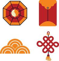 Chinese New Year Icon Set. Oriental Style. Isolated Vector