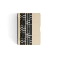 Laptop open display with blank screen isolated on white background for ads top view gold right photo