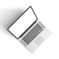 Laptop open display with blank screen isolated on white background for ads top view high quality image photo