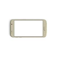 Mobile phone empty display with blank screen isolated on white background for Front - Horizontal - Gold copy photo