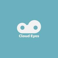 The cloud logo is shaped like an eye mask and a projector. vector