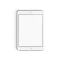 Tablet empty display with blank screen isolated on white background for ads Silver - Front - Vertical photo