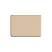 Golden Tablet empty display with blank screen isolated on background for ads rotated photo