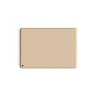 Golden Tablet empty display with blank screen isolated on background for ads rotated photo