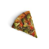 Pizza sliced isolated on white transparent photo vagetables on top