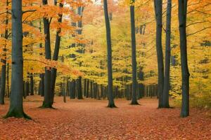 AI generated Colorful Autumn Forest Landscape photo