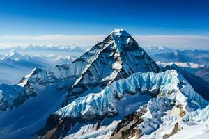 ai generado azul cielo terminado Everest cumbre foto