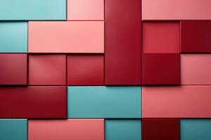 AI generated Abstract blue, pink cube stacking wall art for cube wallpaper background. photo