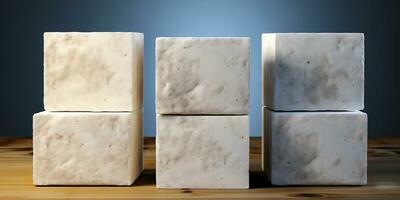 AI generated Stone cubes for product demonstration. Background for branding. photo