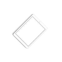 White Tablet empty display with blank screen isolated on background for ads rotated photo