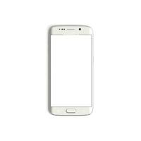 Mobile phone empty display with blank screen isolated on white background for ads - Front - Vertical - White copy photo