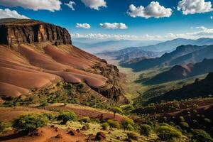 AI generated Desert Mountains with Red Sand Dunes photo