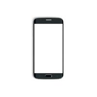 Mobile phone empty display with blank screen isolated on white background for ads - Front - Vertical - blacky photo