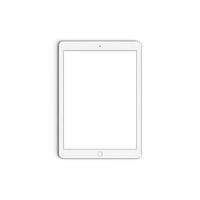 Tablet empty display with blank screen isolated on background for ads silver front horizontal 2 photo