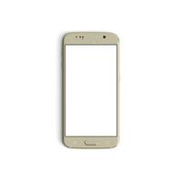 Mobile phone empty display with blank screen isolated on white background for ads - Front - Vertical - Gold photo