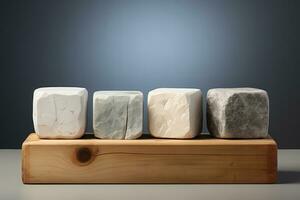 AI generated Stone cubes for product demonstration. Background for branding. photo
