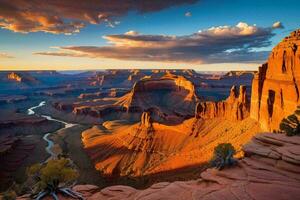 AI generated Canyon Cliffs at Sunset photo