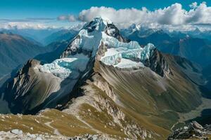 AI generated Elevated View of a Glacial Mountain Summit photo