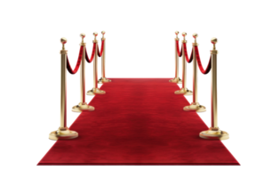 AI generated red carpet, png file of isolated cutout object with shadow on transparent background.